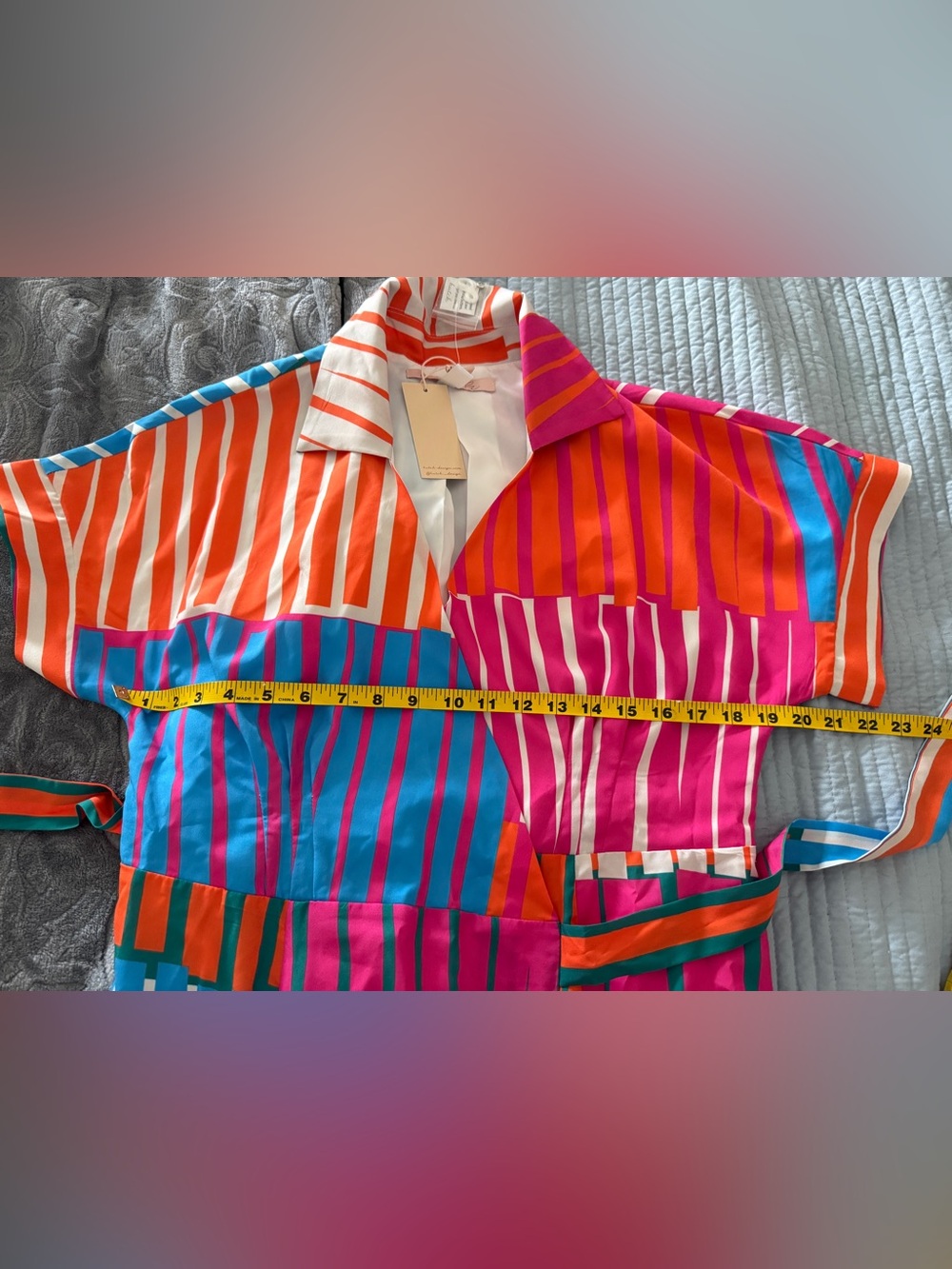 Anthropologie Hutch Johnnie Midi Multicolor Striped Wrap Maxi Dress NWT Sz L - Picture 8 of 8